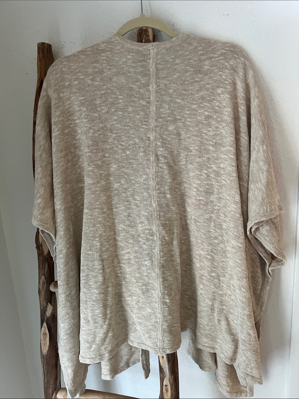 Chico's Beige Open-Front Cotton Knit Cardigan Bright Coral Floral Embroidery XL - Picture 7 of 8